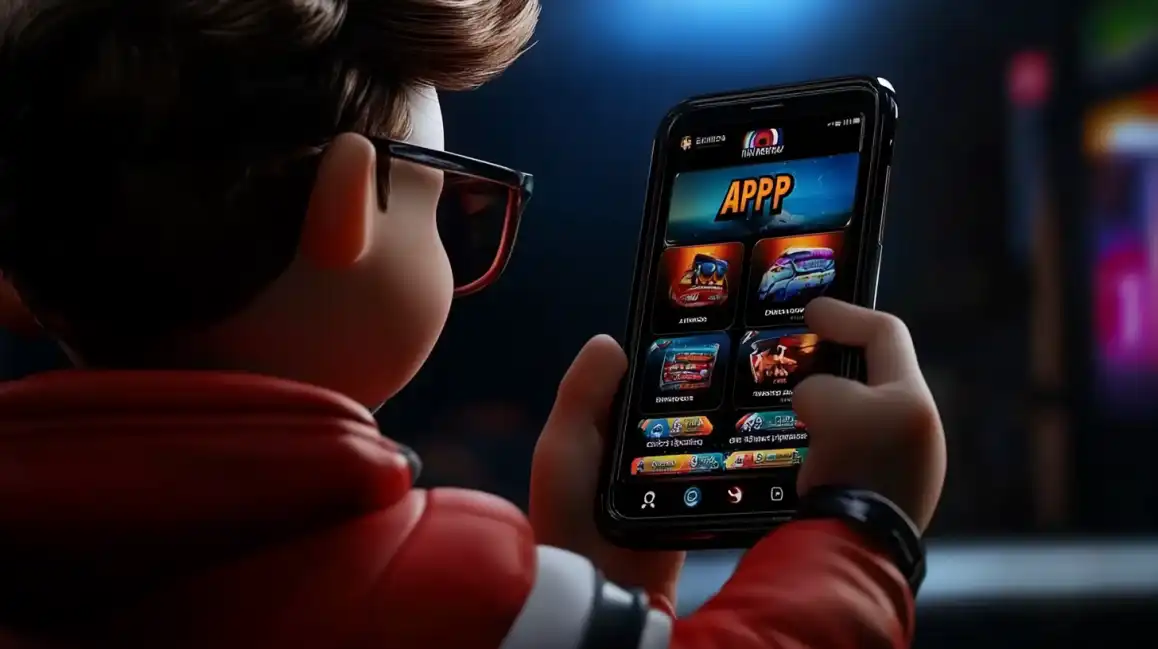 Person browsing mobile casino app with various slot games on smartphone screen